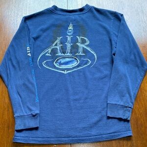 Vintage Center Swoosh Nike Kids Navy Long Sleeve Tee Size S